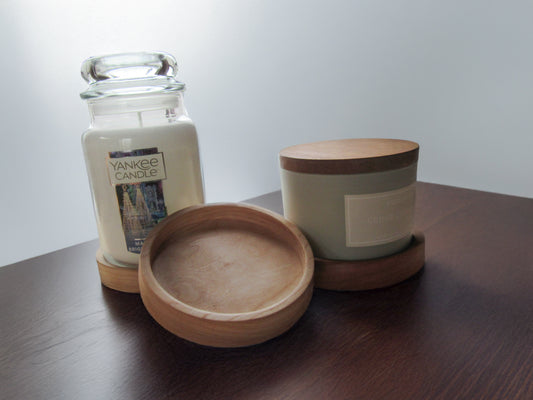 Jar Candle Coasters - Natural Cherry Wood