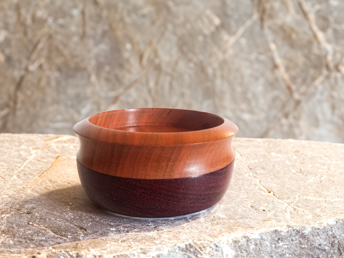 Purpleheart and Cherry Candle Holder with Amber Glass Jar Candle