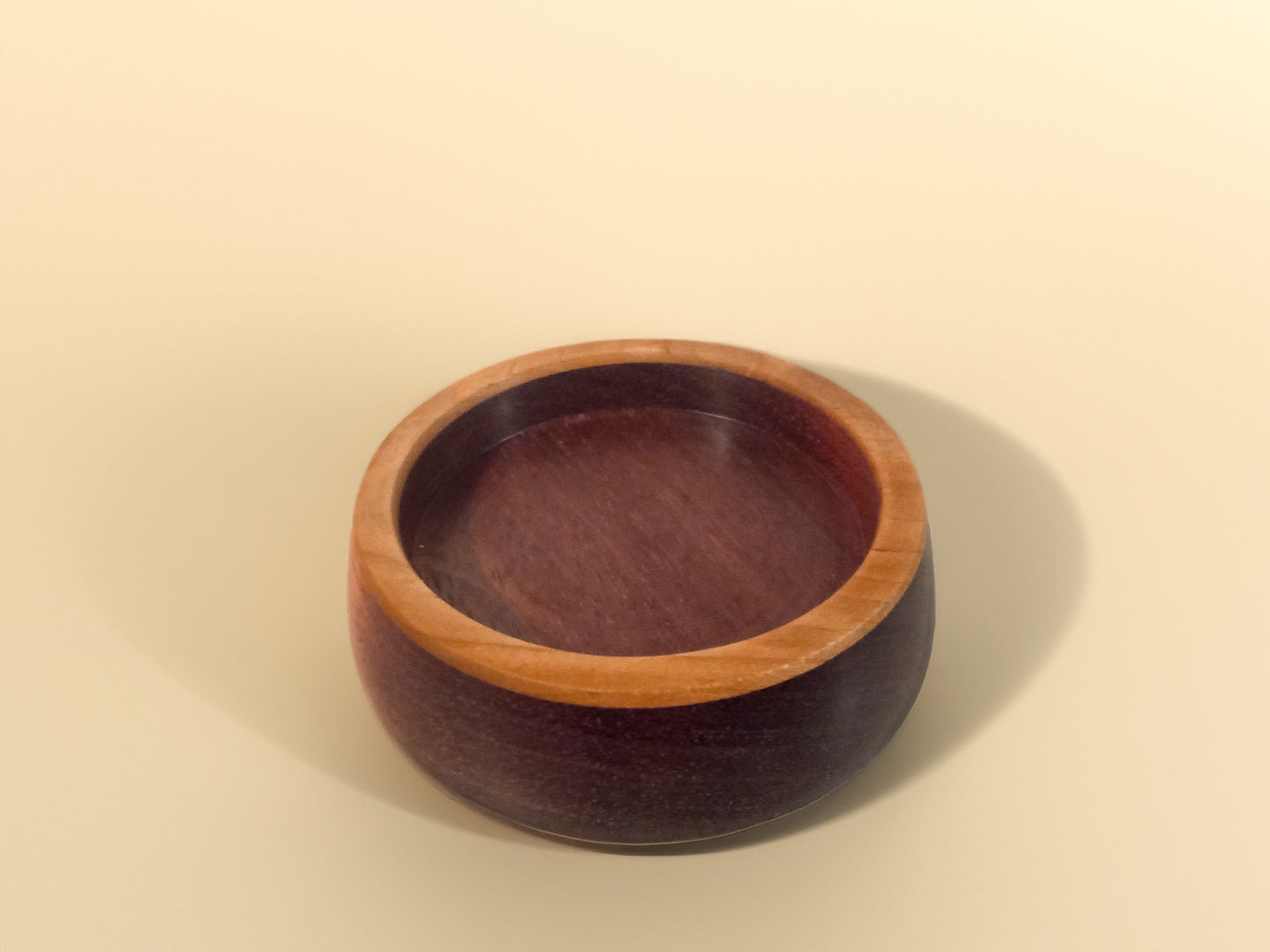 Purpleheart and Cherry Wood Candle Coaster with Amber Cup