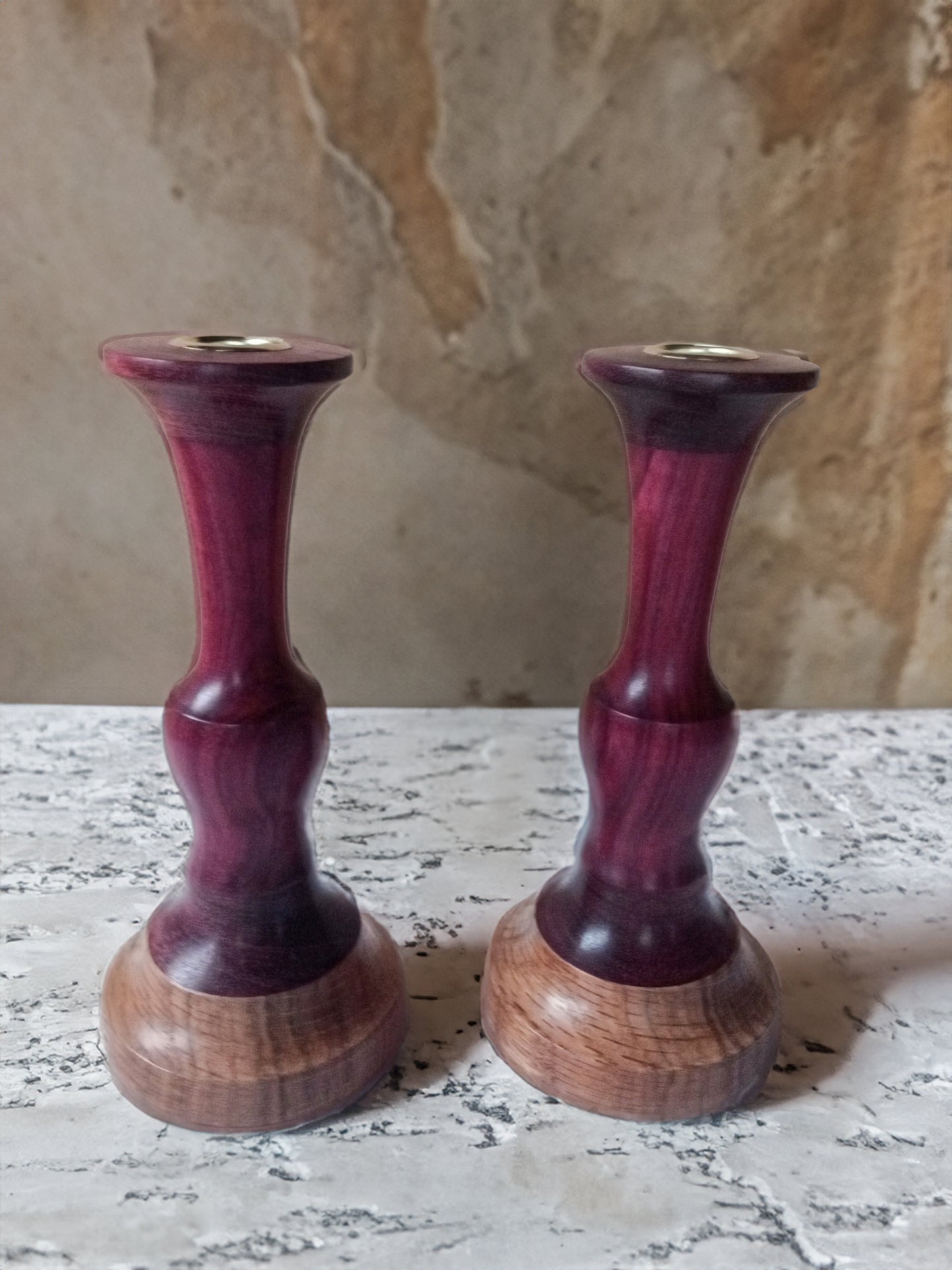 Purpleheart Wood Candle Holders