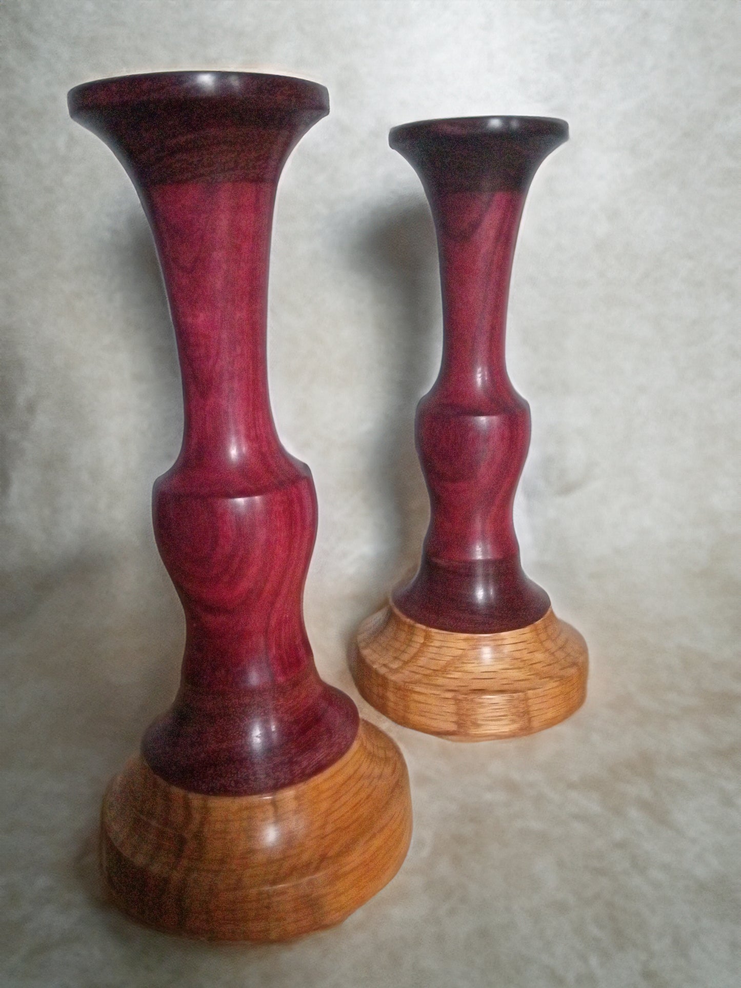 Purpleheart Wood Candle Holders