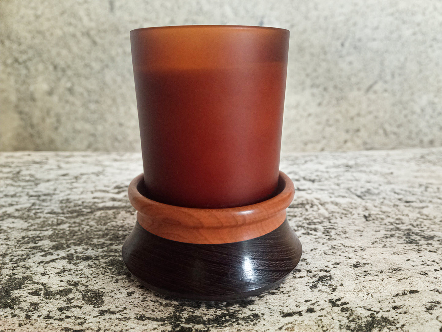 Candle Coaster with Amber Cup - Premium Wenge and Cherry Wood